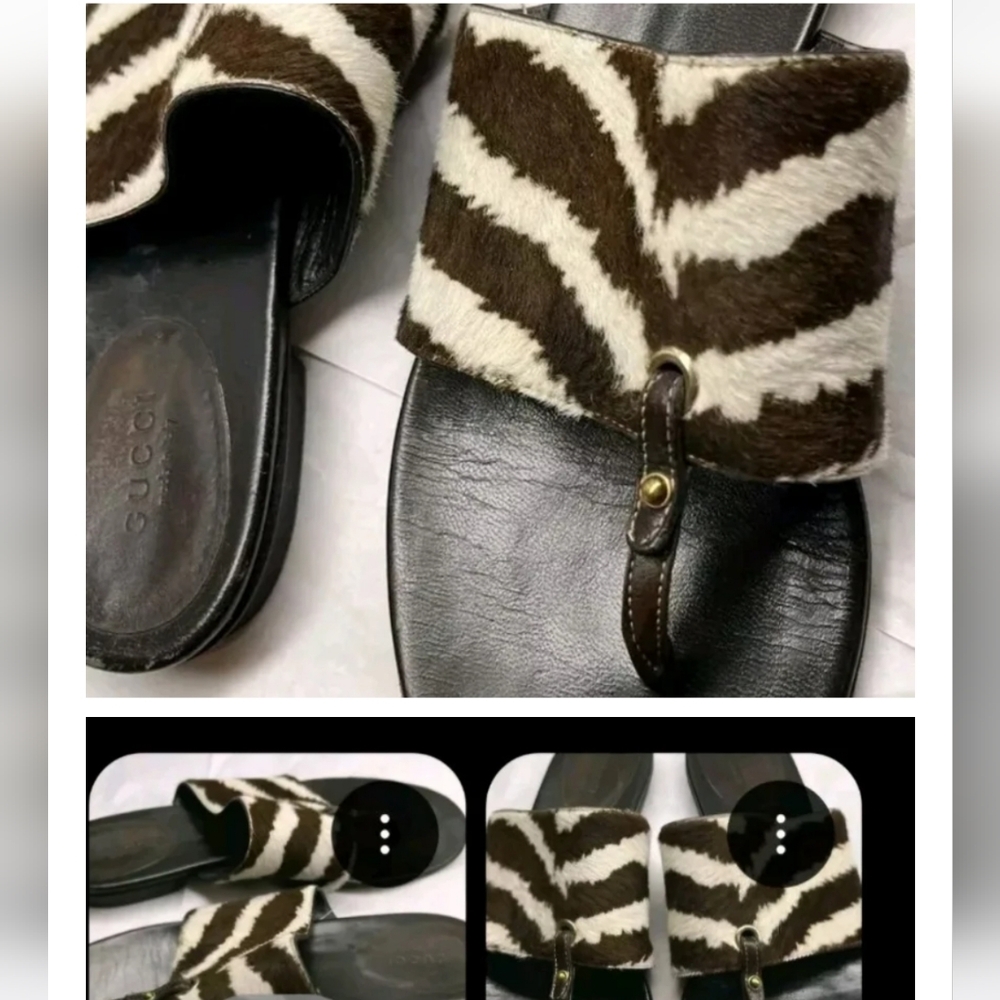 Gucci Black and Brown Sandals with Bold Design
